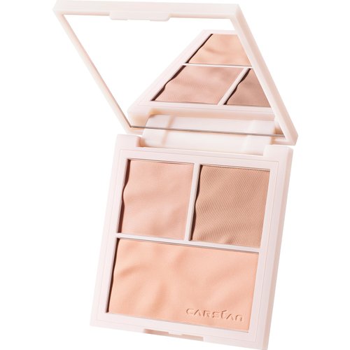 CARSLAN 3 Colors Blush Palette For Cheek Makeup, Matte Blush Powder Blendable Face Blush,12H Longlasting, Lightweight, Smooth Pink Blush, Sunset Orange, 0.37Oz