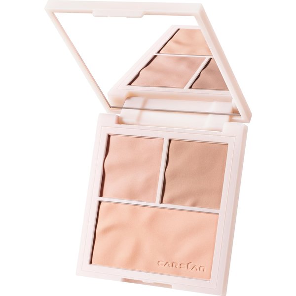 CARSLAN 3 Colors Blush Palette For Cheek Makeup, Matte Blush Powder Blendable Face Blush,12H Longlasting, Lightweight, Smooth Pink Blush, Sunset Orange, 0.37Oz