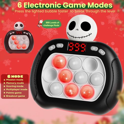 2pcs Christmas Pop Push Game Light Up Fidget Toy,Christmas Toys for Kids,Pop Bubble Sensory Toys Christmas Stocking Stuffers Birthday Party Favors Gifts for Girls Boys Toddler Adult