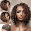 Hair.ly Ombre Curly Bob Lace Front Wigs Human Hair 13x6 T Lace Frontal Wig with Baby Hair Brown Remy Hair Glueless Wig with Elastic Band for Women (8 Inch)