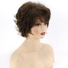 TISHINING Short Curly Brown Pixie Cut Wigs for White Women with Bangs Pixie Laered Mixed Brown Synthetic Shaggy Curly Wigs for Women Natural Looking Daily Party Hair Replacement Wig