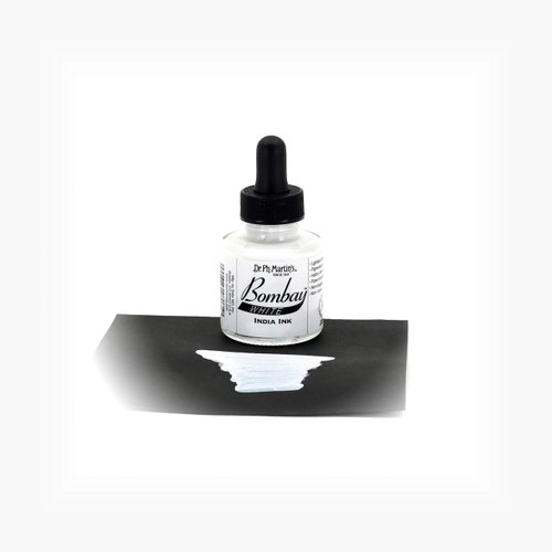 Dr. Ph. Martin's Bombay India Ink (8BY) Ink Bottle, 1.0 oz, White, 1 Bottle