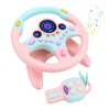 deAO Children's Car Steering Wheel Simulator Car Steering Wheel Key Ring with 360° Rotation, Sound and Light Functions (Pink)