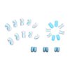 MISUD Short Square Press on Nails Squoval Fake Nails Glossy Glue on Nails Summer Blue Swirl Artificial Acrylic Nails Bling Glitter Stick on False Nails with Design 24 pcs