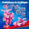 Super Wings Transformer Toys, 7" Super Robot and 2" Mini Dizzy Transforming Suit, 2 in 1 Car Robot Toys Action Figure, Racing Cars Playset for Boys and Girls Age 3+, Gifts for Preschool Kids, Pink
