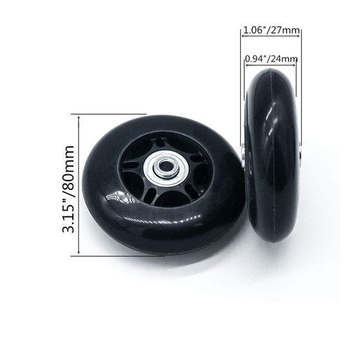 YongXuan Mute Wear-Resistant Luggage Suitcase Replacement Wheels Kit Inline Outdoor Skate Replacement Wheels (80mm x 24mm)