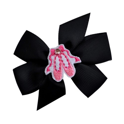 Ballet Slipper 3 inch Grosgrain Bow Hair Bow Set Ballerina Recital Gift (Black Set)