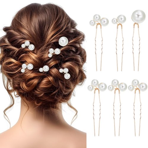 Ouligay 6 Pcs Pearl Hair Pins,Elegant Pearls for Hair,Bridal Hair Pins,Multiple Styles Pearl Pins...