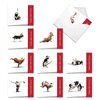 The Best Card Company - 10 Blank Animal Christmas Note Cards - Assorted Bulk Holiday Cards for Kids, Fun Wildlife (4 x 5.12 Inch) - Christmas Cow Yoga MQ6545XSB-B1x10