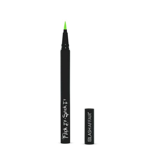 Lash Affair Flick it + Stick It Eye-Lash Glue Eyelash Eyeliner, False Lash Glue Adhesive Color Liquid Eyeliner Pen for Fake Eyelashes, Envy, Neon Green