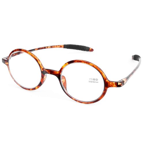 DOOViC Round Reading Glasses Flexible Lightweight Readers Glasses Fashion Design Tortoise for Men & Women +2.25 Strength