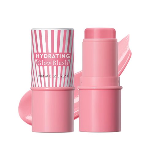 Cream Blush Stick, Natural Glow Finish Looking, Hydrating Lightweight Shiny Blush Cream, Long Wearing Blendable Blush for Cheeks & Lips (#4 Nude Pink, 1 PC)