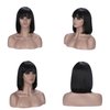 Rebasar Short Bob Wigs Human Hair 8 Inch Glueless Wear and Go Bob Wig With Bangs Human Hair Wigs for Black Women Human Hair Brazilian Straight Hair None Lace Front Natural Black Wig