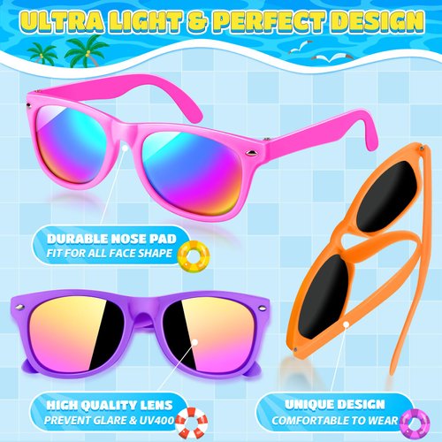 GIFTINBOX Kids Sunglasses, 24 PACK Kids Sunglasses Bulk Party Favors for Kids 4-8 3-5, Pool Beach Birthday Party Supplies Goodie Bags Stuffers, Toddler Sunglasses Gift Toys for Boys Girls