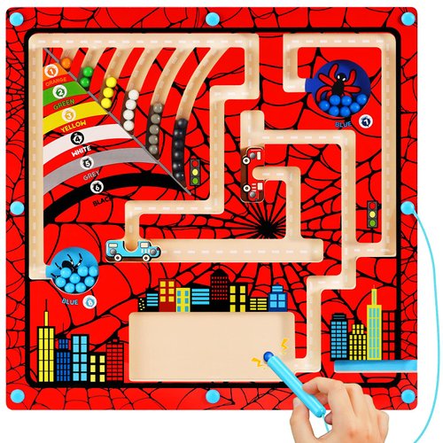 Magnetic Color and Number Maze,Montessori Toy for 2 3 4 5 Years Old Boys Girls,Wooden Puzzle Activity Board Learning Educational Sensory Toys for Toddlers,Christmas Birthday Gift for Kids