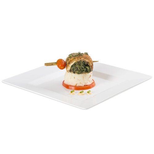 Squarete White Hard Plastic Elegant Disposable 9'' Inch Dinner Plates 1 Pack Of 10 Per Pack