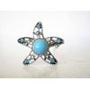 Starfish turquoise blue stone metal native hair clip barrette for thin fine