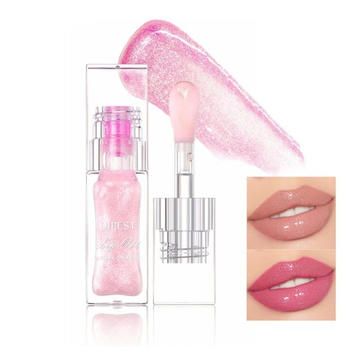 ZARICS Cosmetics Color Changing Lip Oil, Magic Big Brush Color Changing Lip Oil,Plumping Lip Gloss Hydrating Lip Care Non-sticky Big Brush Head Korean Lip Tint Primer Glitter Shine Lipgloss (GLITTER)