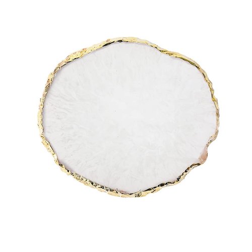 BETURY Resin Nail Art Palette, Nail Art Painting Mixed Color Palette Gold Edge Nail Gel Color Makeup Display Board (1#White)