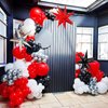 RUBFAC 65pcs 12 Inches Red Black White Balloons Kit, Black Red White Confetti Party Balloons with Ribbons for Birthday, Wedding, Baby Shower, Graduation Decorations