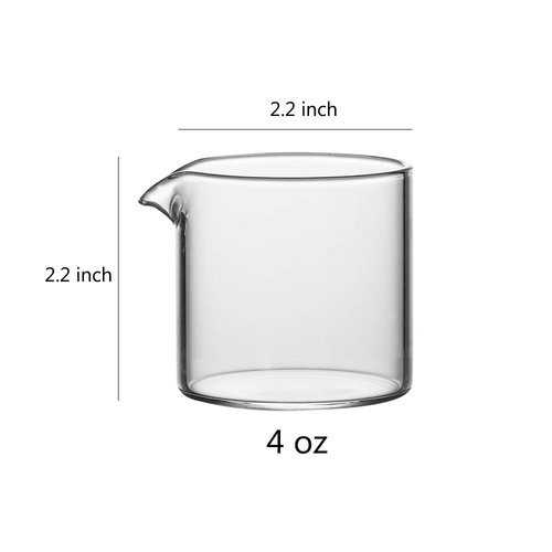 Sizikato 2pcs Transparent Glass Creamer, 4oz Mini Coffee Milk Creamer Pitcher.