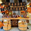 BORAMDO Whiskey Birthday Party Decorations for Men, Aged to Perfection Party Supplies including Whiskey Birthday Banner, Cake Toppers, Whiskey Foil Balloons, Tissue Paper Flowers (brown)