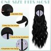 Lansigreen Hat Wig for Women Baseball Cap with Hair Extensions Adjustable Hat Attached 24" Long Wavy Hairpieces Synthetic Wig Dark Black