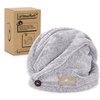 myHomeBody Hair Towel Wrap, Luxury Rapid-Dry Hair-Drying Turban, Ultra Soft and Quick Drying Absorbent Charcoal Fiber, with Coconut Shell Button - Gray