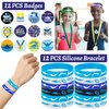 98 PCS Swimming Party Favors, Swimming Temporary Tattoos Badges Silicone Bracelets Stickers Keychains for Swimming Swim Team Sport Birthday Party Decorations Supplies Gifts for Swimmers Kids Teens