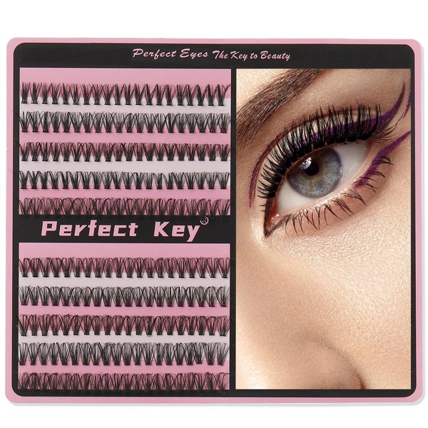 Perfect Key 200 Clusters Natural Look Eyelash Extensions Wispy Lash Clusters D Curl Cluster Lash Extensions (30D+40D-200 Black)