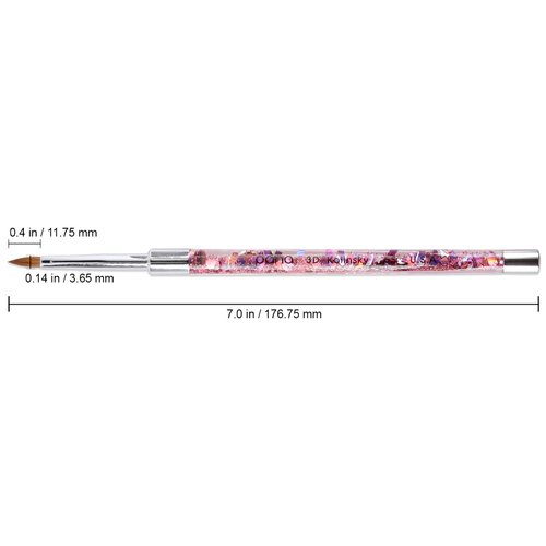 PANA 3D Kolinsky Nail Art Brush - Pink Glitter Handle, Size 5 - Acrylic Nail Art Sculpture Brush for Manicures Pedicure Salon Professional or Beginner