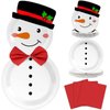 75 PCS Christmas Snowman Paper Plates and Napkins Winter Party Snowman Shape Disposable Plates Winter Holiday Theme Dessert Plates for Xmas Holiday Birthday New Year Party Favor Dinnerware Supplies