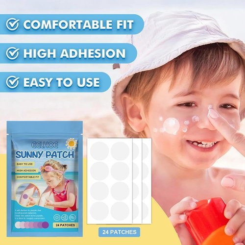 24 Pcs UV Stickers for Sunscreen, Sun Cream Stickers to Reapply, Waterproof UV Detection Stickers, UV Detection Reminder UV Patch for Kids Adults Waterproof Patches, Changes Color When Time To Reapply