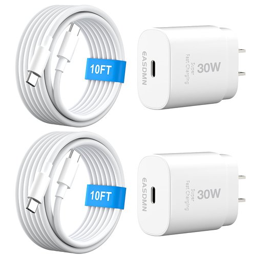 30W USB C i Phone 16 15 Charger Fast Charging, 2PACK Wall Charger for iPhone 16 15 Pro Max Charger Cord 10FT Fast Type C Charger Block for iPhone 16/16 Pro/15 Plus/15 Pro/15 Pro Max,i Pad Pro/Air/Mini