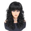GNIMEGIL 22 Inch Long Black Curly Wigs Premium Synthetic Hair Full Wig with Bangs High Temperature Fiber Natural Wigs for Women Ideal for Dress Up Costumes Party and Daily Wear