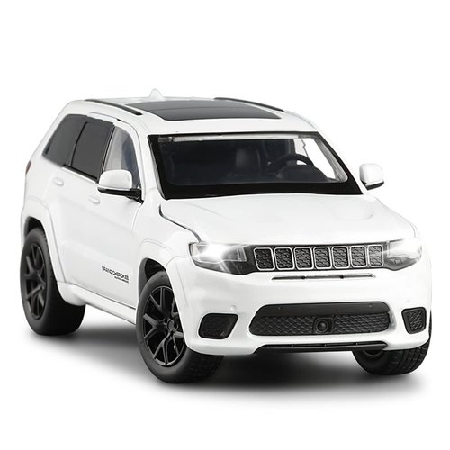 Grand Cherokee Trackhawk Toy Car Diecast Model Car 1/32 Scale SUV Vehicle Metal Zinc Alloy Casting, Light Sound, 4 Doors Open, Boys Toys Kids Birthday Gifts Mens Collection, White
