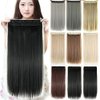 IMISSU Long Natural Thick Hair Straight Clip in on Synthetic Hair Extensions Hairpieces for Women (24 inches, Jet Black)