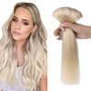 Clip in Hair Extensions, 16 inch Ash Blonde to Golden Blonde and Platinum Blonde Hair Extensions Clip in Human Hair Lashey Hair Extensions Real Human Hair 120g 7pcs