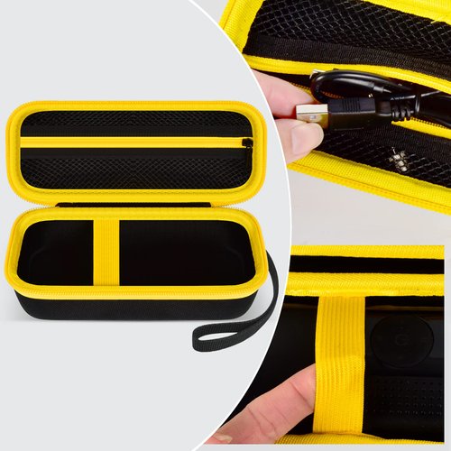 Case Compatible with Portable Air Pump, 120 PSI Air Compressor, Car Tire Inflator Storage Bag for USB Cable, Air House, Connector and Accessories (Box Only)-Black+Yellow Zipper