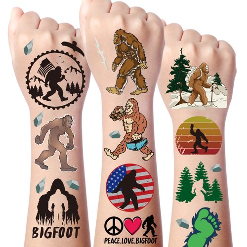 Gameza Bigfoot Temporary Tattoos - 160+ Jungle Temporary Tattoos Stickers Sasquatch Theme Party D...