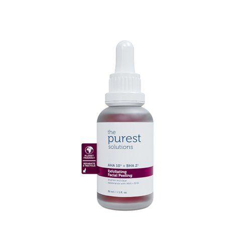 The Purest Solutions Exfoliating Facial Peeling (AHA 10% + BHA 2%) - Renew & Rejuvenate Your Skin with Tasmanian Pepper Extract & Hyaluronic Acid Solution - Vegan | Cruelty Free (1 fl. oz)