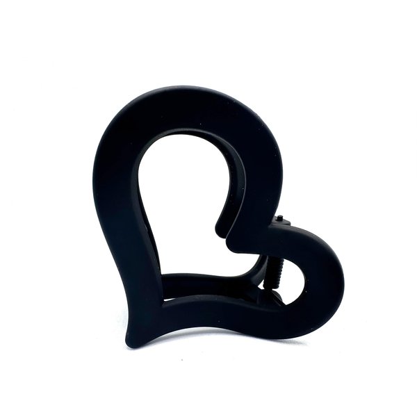Heart Hair Clip for Women (Pack of 2), Girls, Unisex, Cute, Valentine, Thick Hair, Plastic, Colors: Blue, Red-Orange, Green, Black, Purple, Pink, etc. (Black)