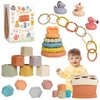 BYFWH 5 in 1 Montessori Baby Toys for 6-48 Months,Shape Sorters Stacking Cups,Rings Toy Links,Soft Stacking Rings,Blocks Set,Soft Animals Toys Shape Sorters for Toddlers 1-3