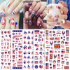 4th of July Nail Art Stickers 3D Patriotic Nail Decals USA Flag Independence Day Nail Stickers Self-Adhesive American Flag Designer Nail Art Supplies for Women Kids Girls Manicure Decoration
