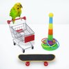 Wontee Bird Toys Mini Shopping Cart Skateboard Ring Toy for Playing and Training of Budgies Cockatiels Caique Quaker Parrot Conures (3 Pack)