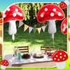 Lewtemi 6pc Red & White Mushroom Balloons, Forest Theme Birthday Decor, 31 x 21 Inch, Unisex Party Decorations