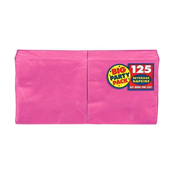 Amscan Big Party Pack 250 Count Beverage Napkins, Pink