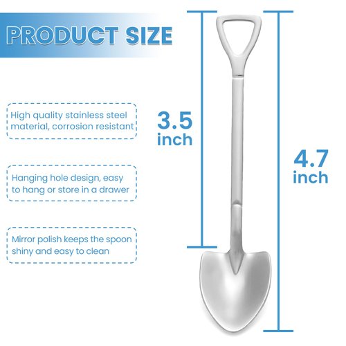 20 Pack Shovel Shape Demitasse Espresso Spoons, 4.7 Inches Stainless Steel Mini Coffee Spoons, Small Spoons for Dessert,Tea, Appetizer, Party Supplies