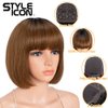 Style Icon Bob Wig Human Hair Wigs for Black Women No Lace Front wigs Glueless Wigs with Baby Hair 150% Density (8 Inches, TT1B/30)