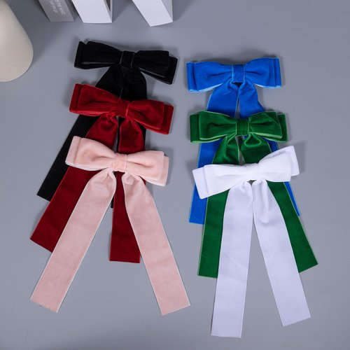 6 Colors Velvet Hair Ties, Bow Hair Clips for Women, Back to School Gifts Headdress Decor, Hair Band Set, Baby Teen Girl Stuff Hair Styling Accessories